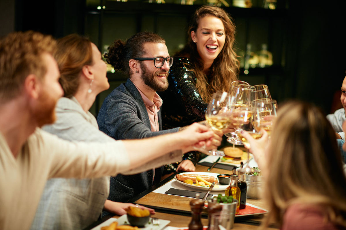 family having dinner at reunion resort